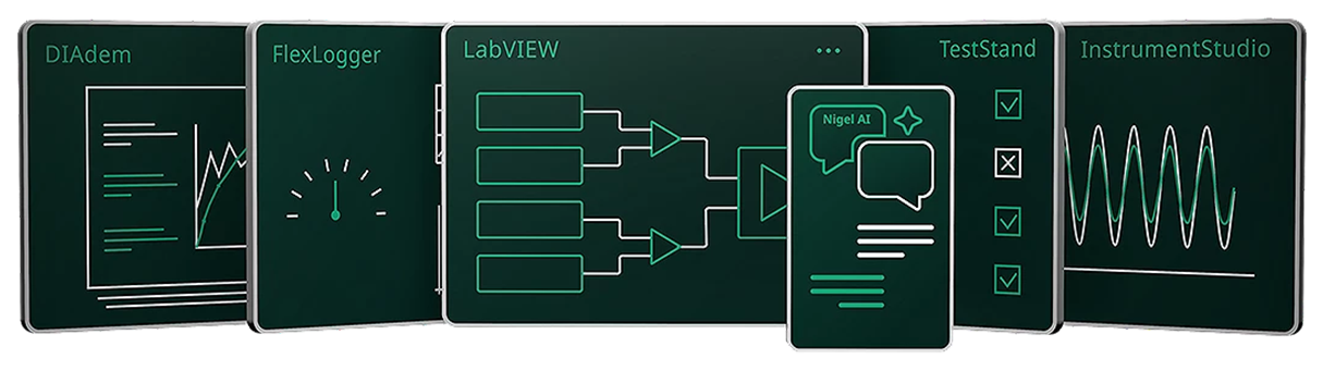 DIAdem, FlexLogger, LabVIEW, TestStand and InstrumentStudio in the LabVIEW+ Suite
